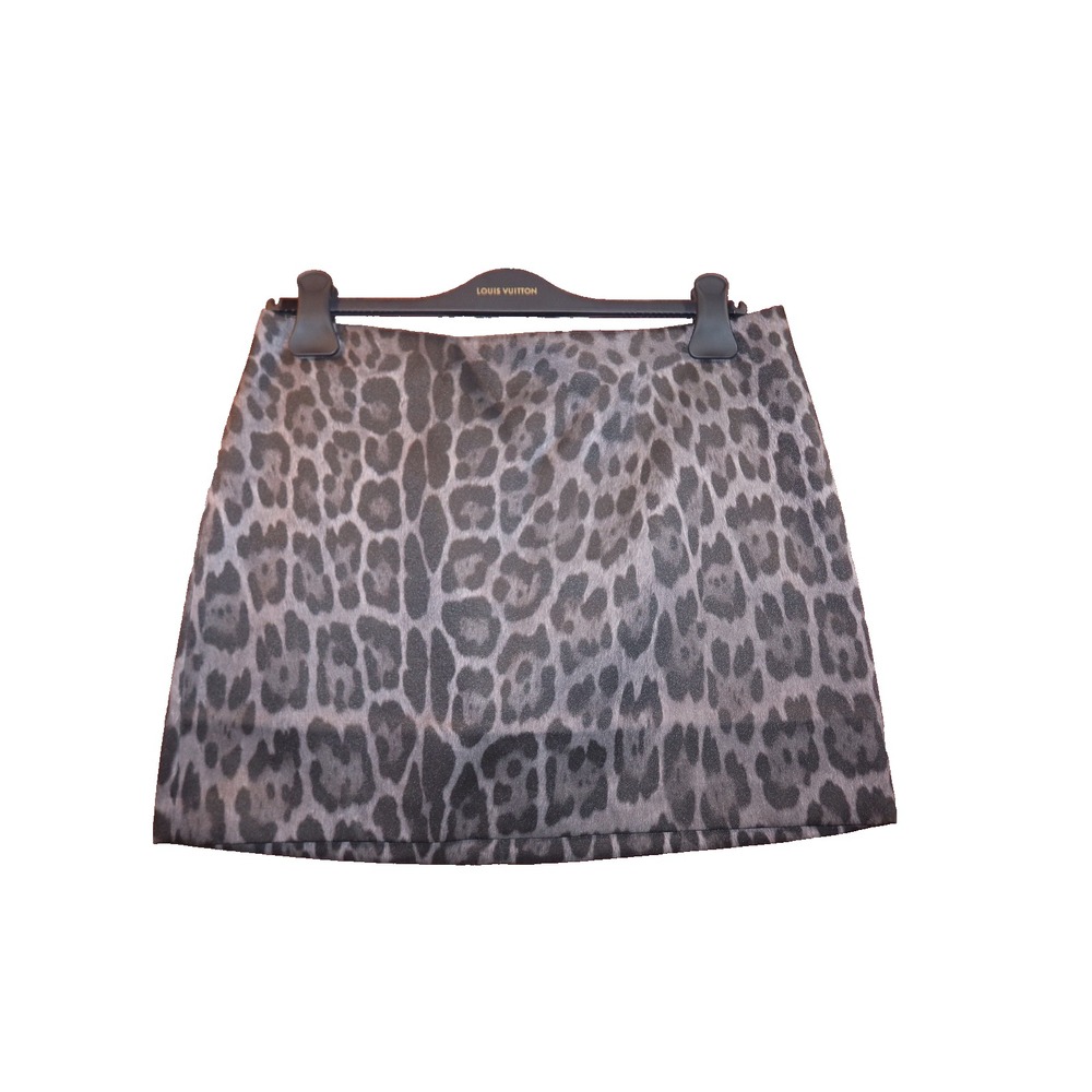 H&M Leopard Print Mini Skirt Size 8 Gray Black Animal Print Y2K A-Line